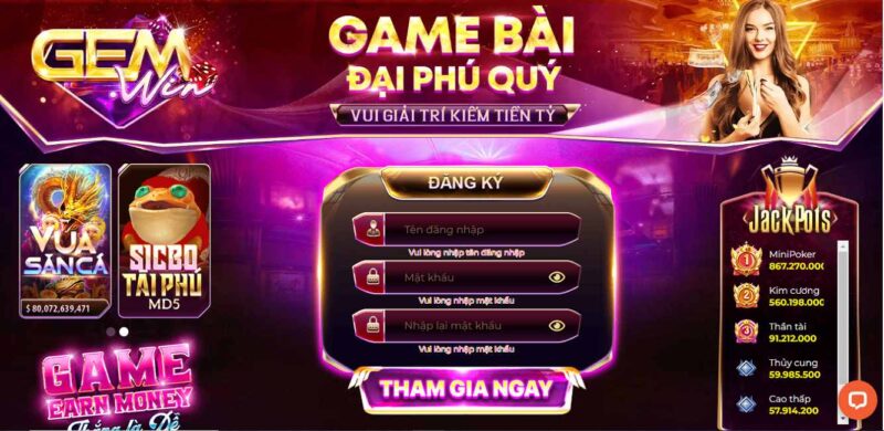 giao diện gem win